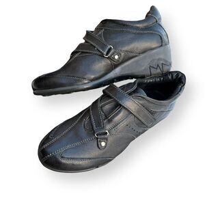 Lumberjack Women's Black Leather No Tie Adjustable Sneaker Loafer Shoes 8